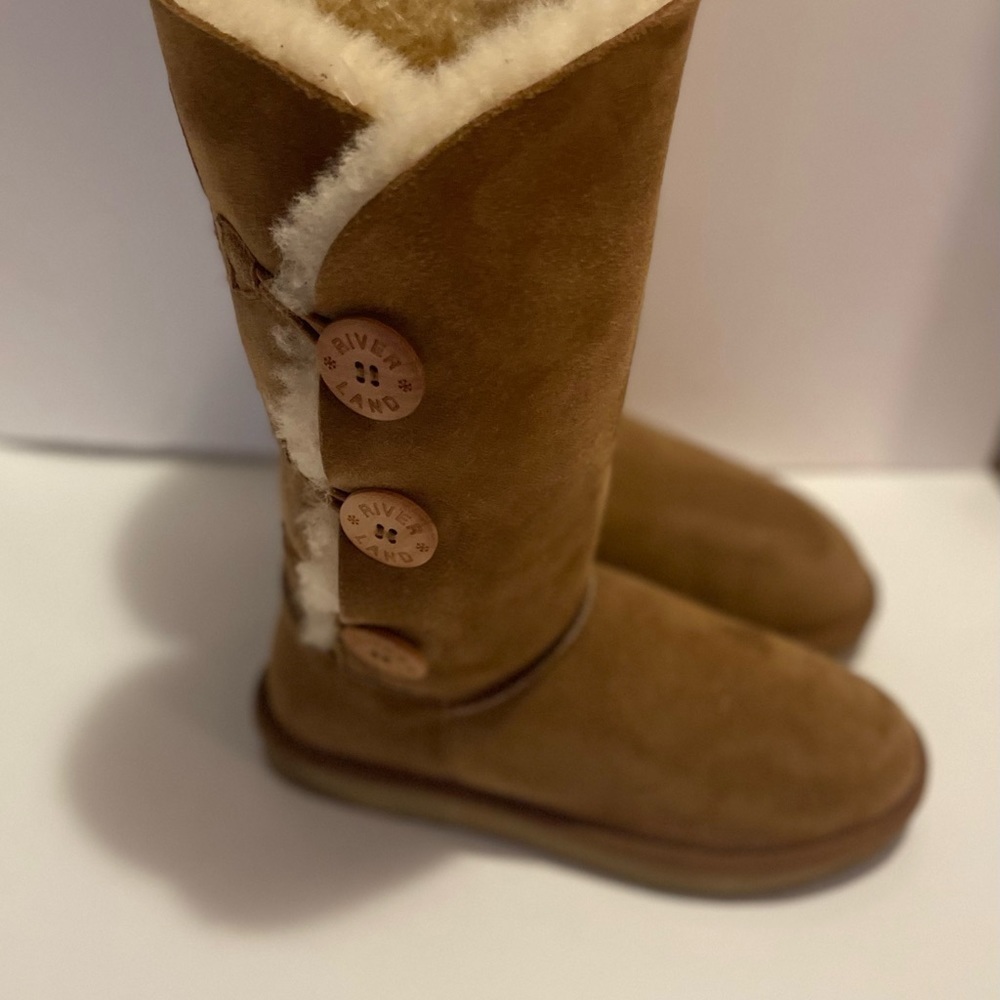 RIVERLAND Suede & Wool Sherpa Boots NWT